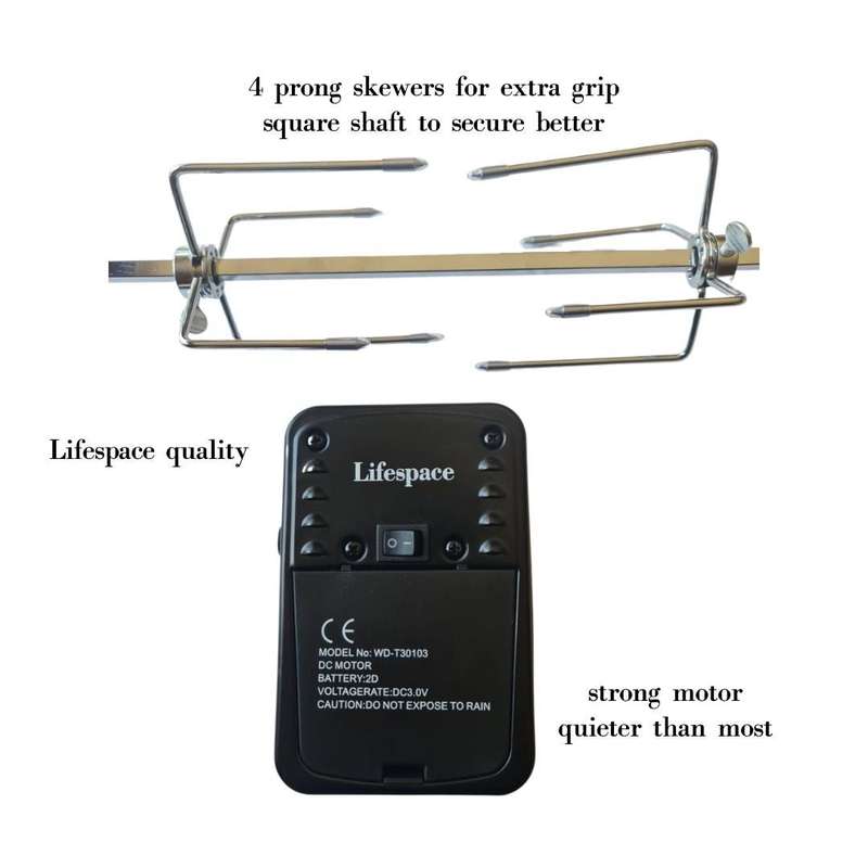 Lifespace Rotisserie Ring for 57cm Kettle Braai with Motor, Shaft & Prongs