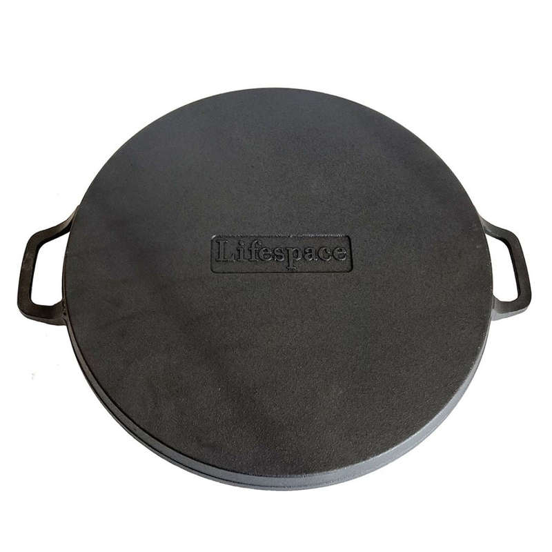 Lifespace Round Cast Iron Griddle Grill Pan - 31cm
