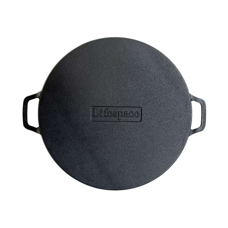 Lifespace Round Cast Iron Griddle Grill Pan - 31cm