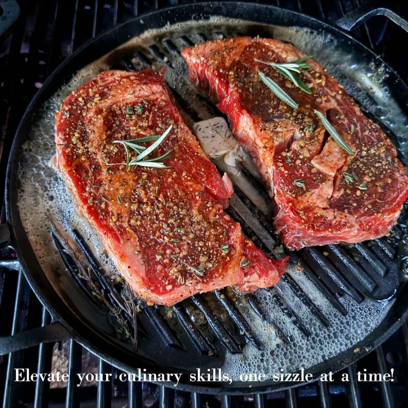 Lifespace Round Cast Iron Griddle Grill Pan - 31cm