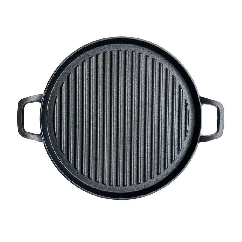 Lifespace Round Cast Iron Griddle Grill Pan - 31cm