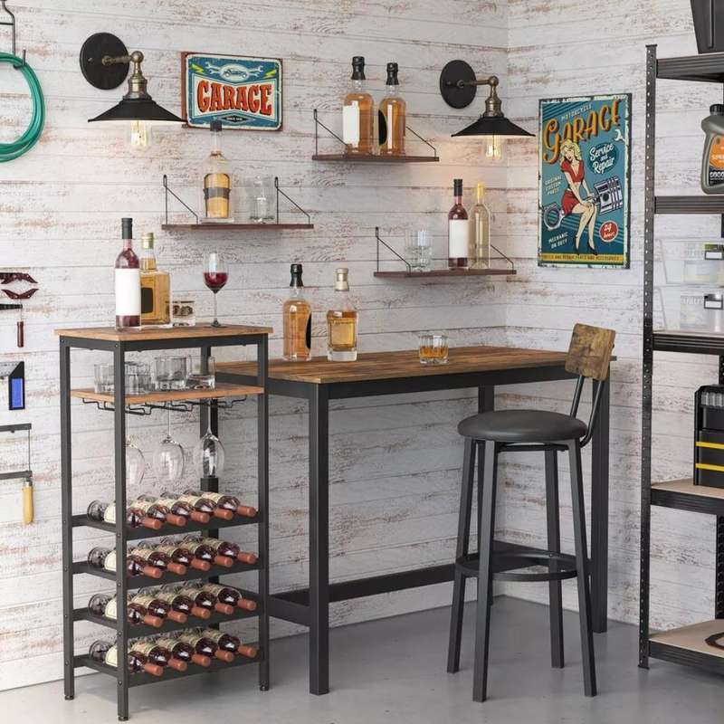 Lifespace Rustic Industrial 20 Bottle Wine Rack