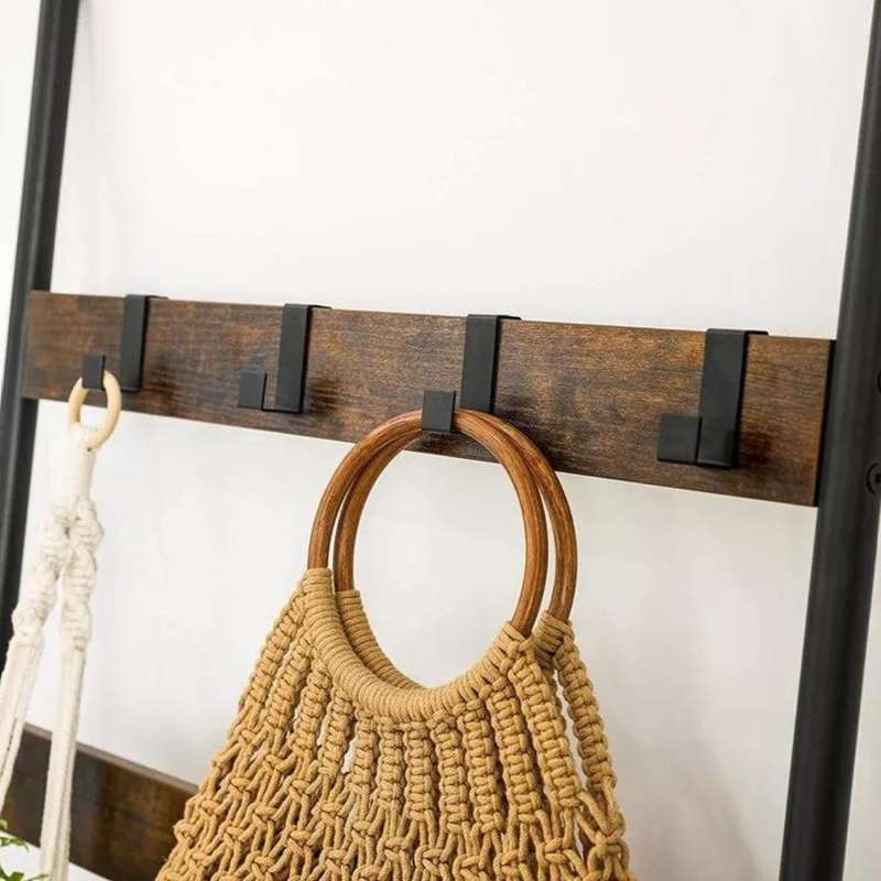 Lifespace Rustic Industrial Blanket & Towel Ladder Rail with Hooks