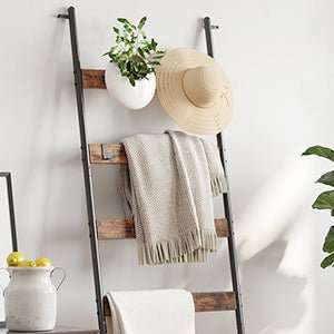 Lifespace Rustic Industrial Blanket & Towel Ladder Rail with Hooks