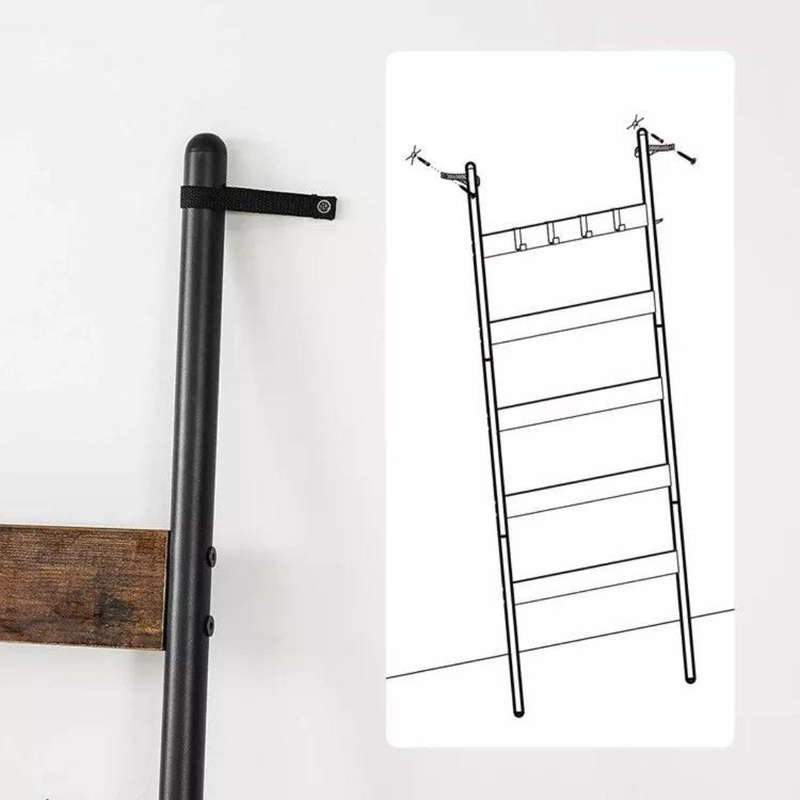 Lifespace Rustic Industrial Blanket & Towel Ladder Rail with Hooks