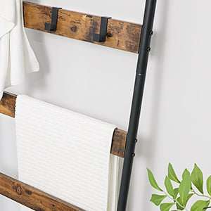 Lifespace Rustic Industrial Blanket & Towel Ladder Rail with Hooks