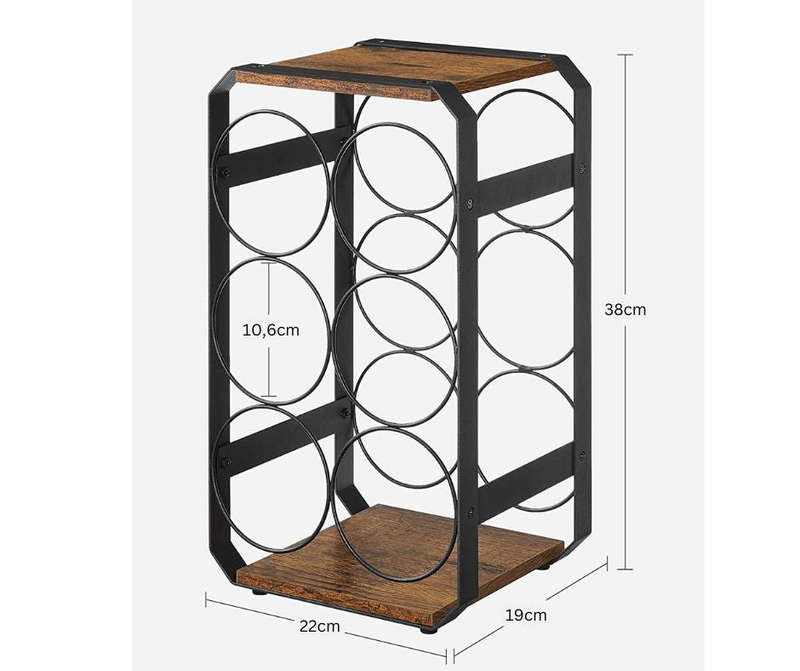 Lifespace Rustic Industrial Countertop Wine Rack - 6-Bottle Wine Holder