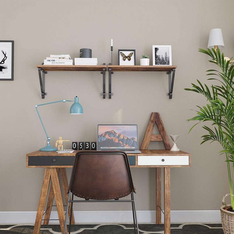 Lifespace Rustic Industrial Floating Display Shelf Set - 2 shelves