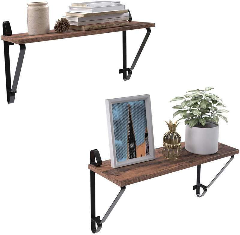 Lifespace Rustic Industrial Floating Display Shelf Set - 2 shelves
