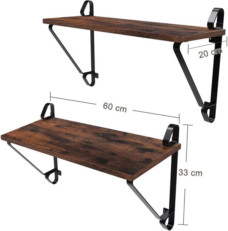 Lifespace Rustic Industrial Floating Display Shelf Set - 2 shelves