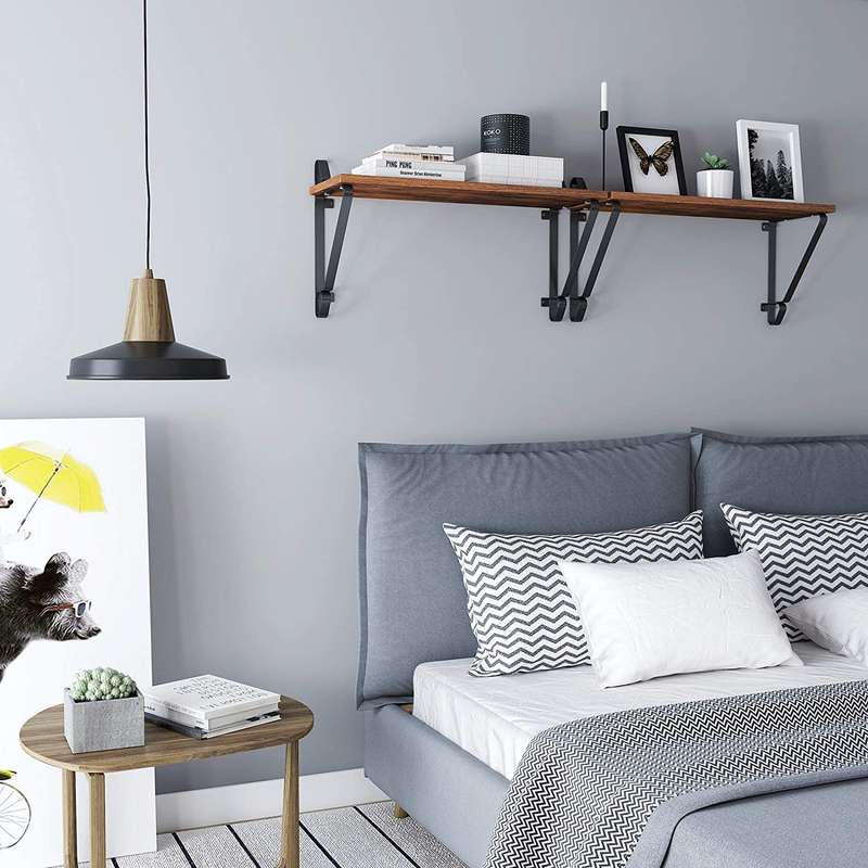 Lifespace Rustic Industrial Floating Display Shelf Set - 2 shelves