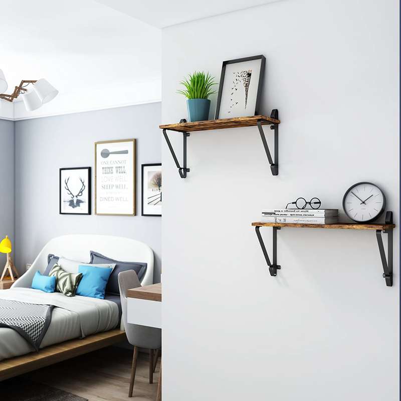 Lifespace Rustic Industrial Floating Display Shelf Set - 2 shelves