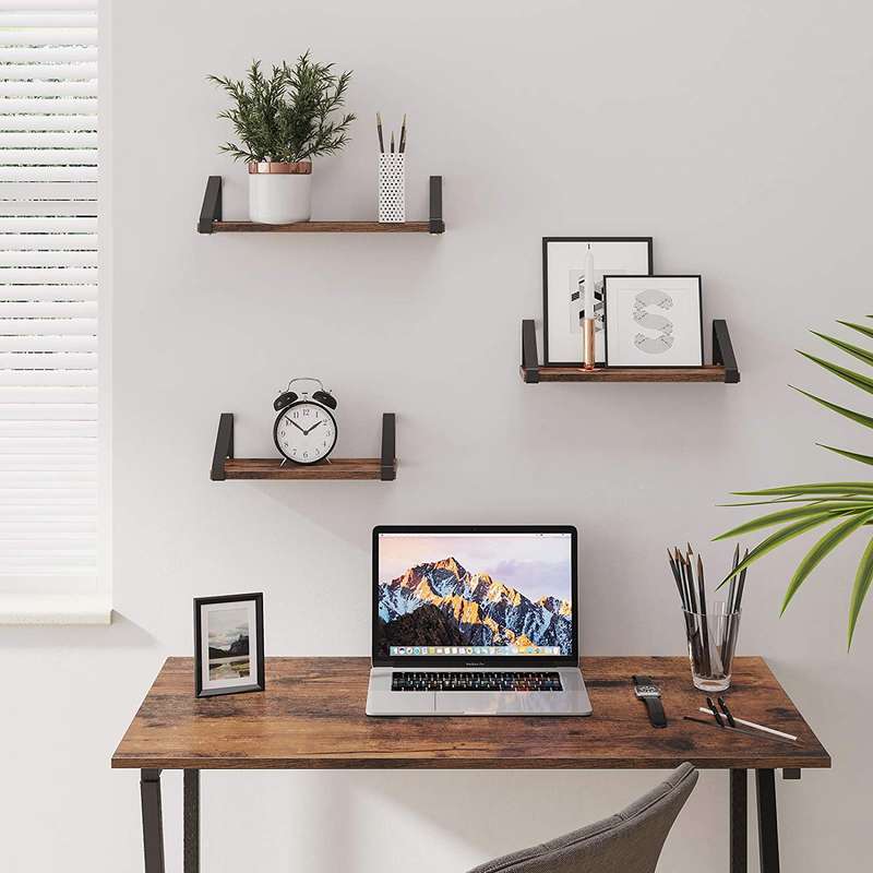Lifespace Rustic Industrial Floating Display Shelf Set - 3 shelves
