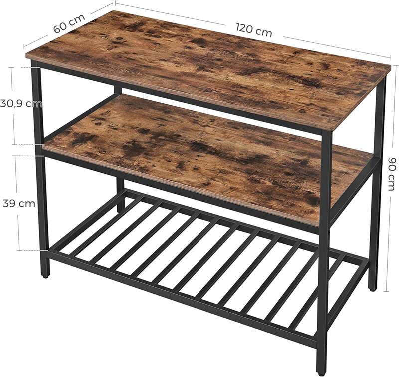 Lifespace Rustic Industrial Kitchen Island Work Table