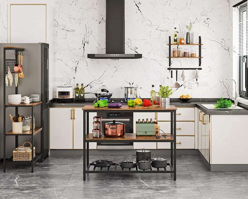 Lifespace Rustic Industrial Kitchen Island Work Table