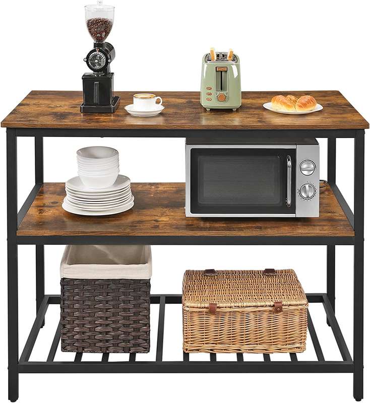 Lifespace Rustic Industrial Kitchen Island Work Table