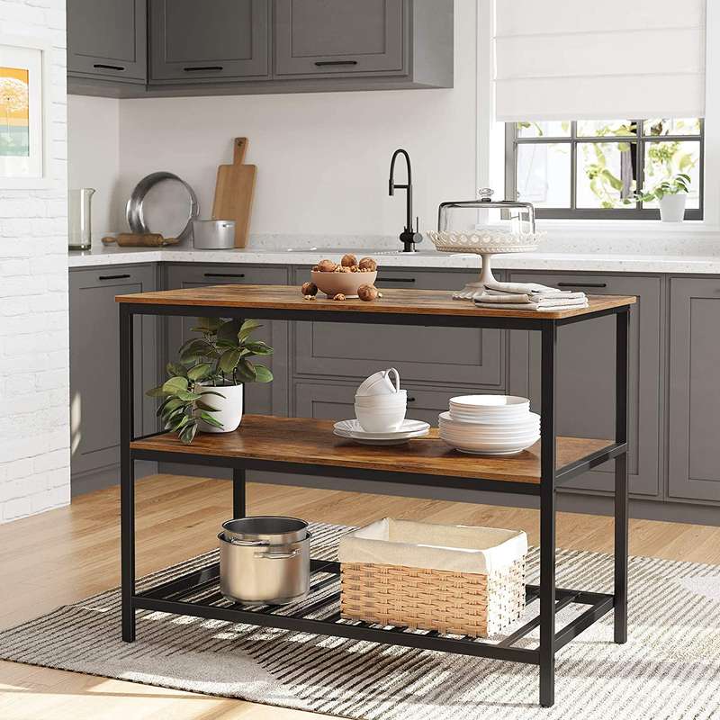 Lifespace Rustic Industrial Kitchen Island Work Table