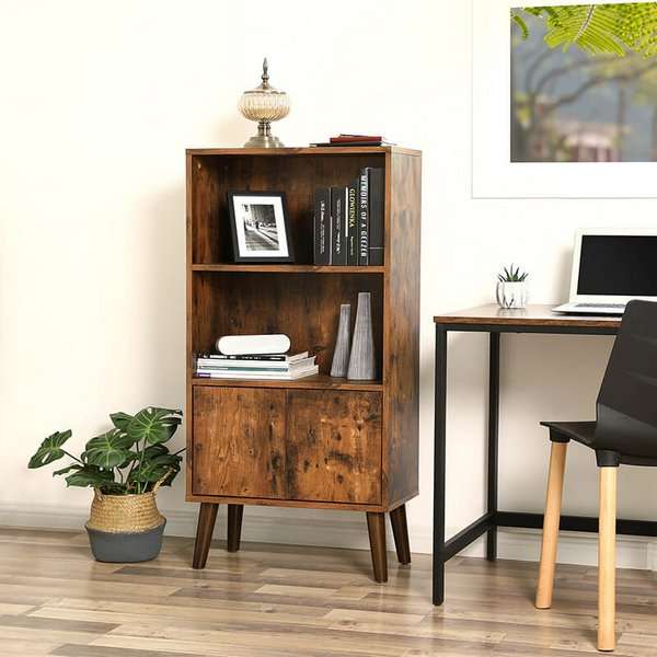 Lifespace Rustic Industrial Retro Bookshelf Cabinet
