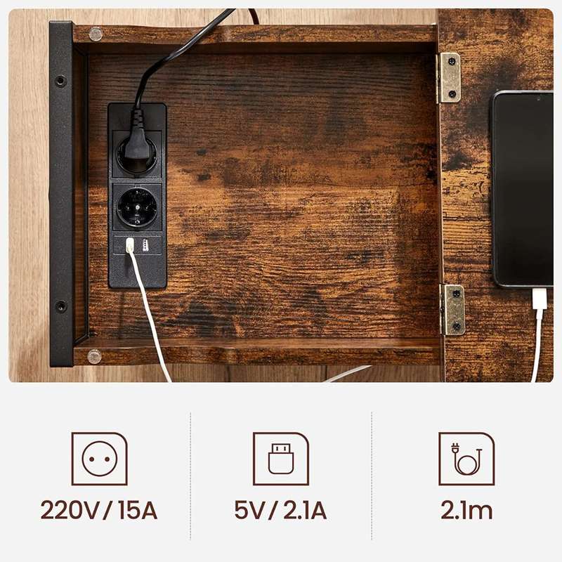 Lifespace Side Table with Power Outlet & USB Charging Ports