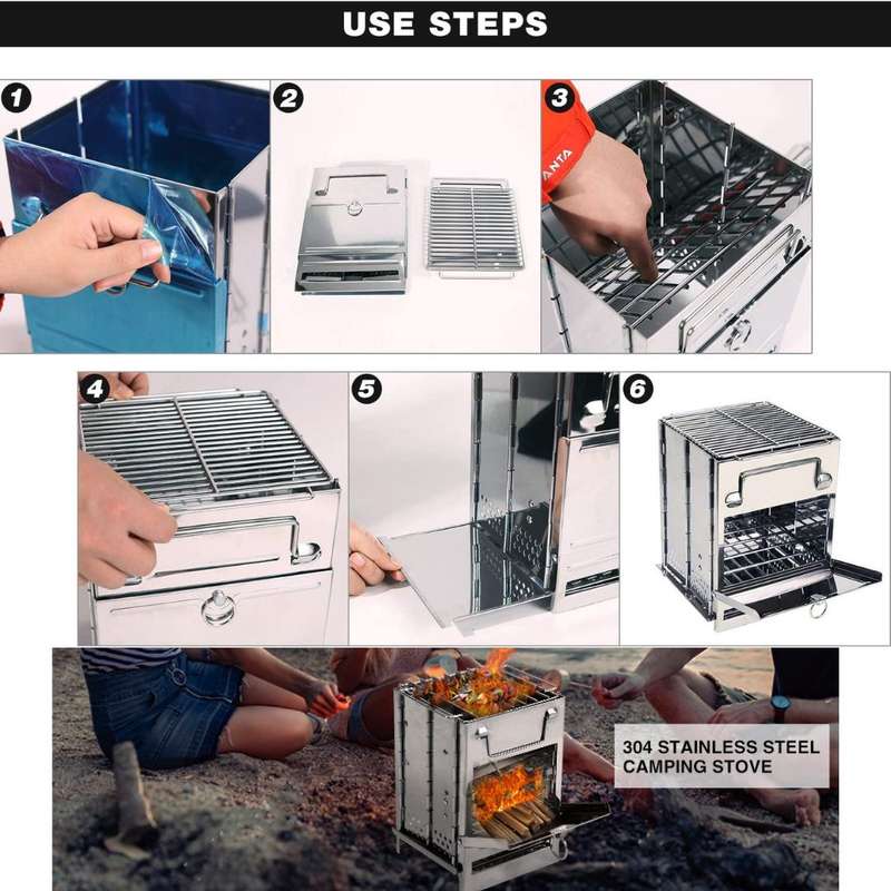 Lifespace Stainless Steel Camping & Hiking Stove in Carry Bag