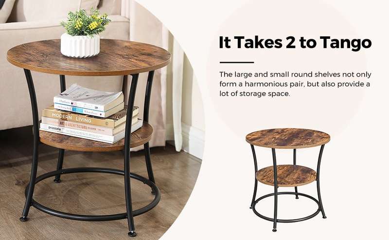 Lifespace Unique Living Room Round Coffee Side Table