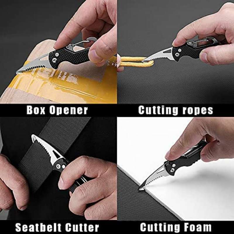 Lifespace Utility Keychain Knife / Seatbelt Cutter with Carabiner 1 pack