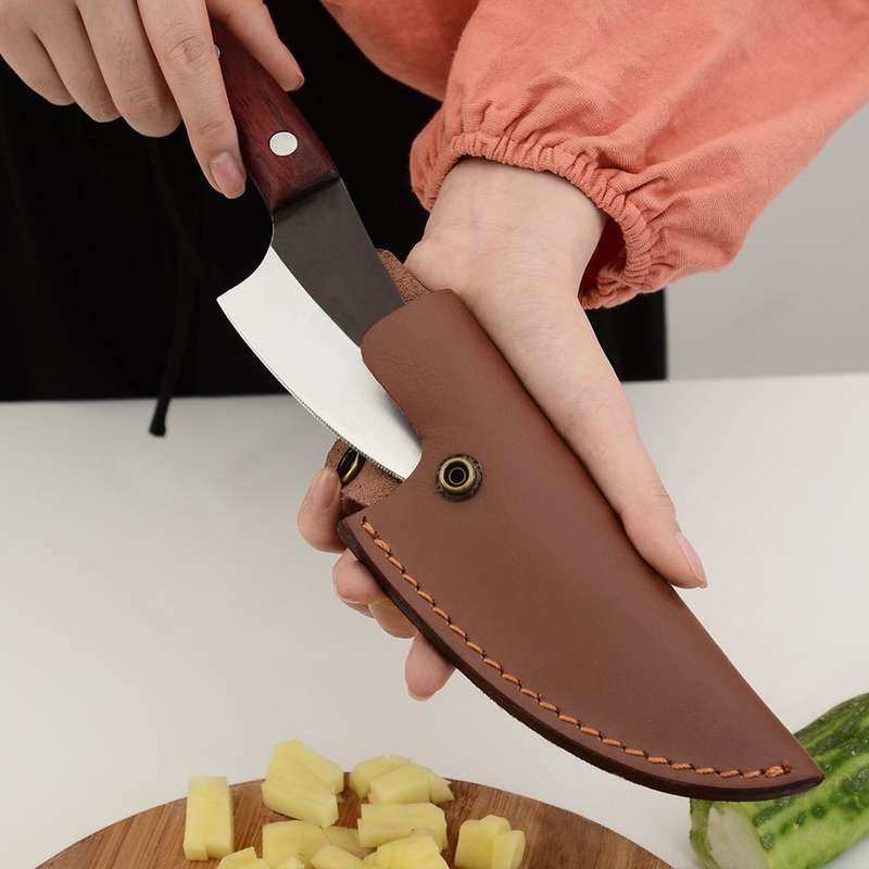 Lifespace Viking Style Chef Knife with Wood Handle & Sheath