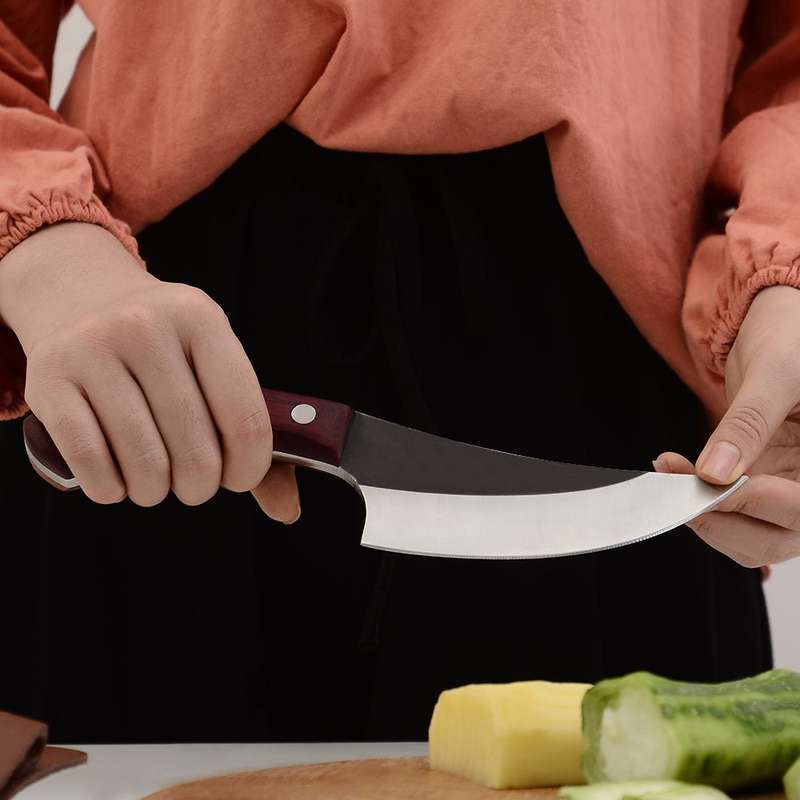 Lifespace Viking Style Chef Knife with Wood Handle & Sheath