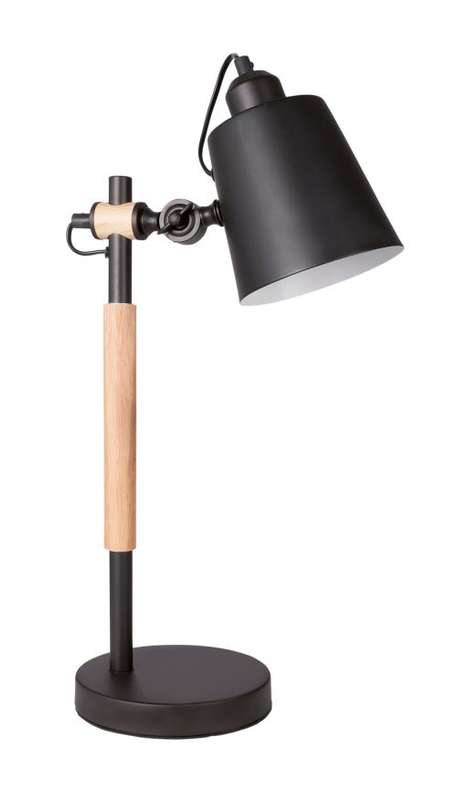 Metal and Wood Table Lamp with Metal Shade, Adjustable -1x 60W ES