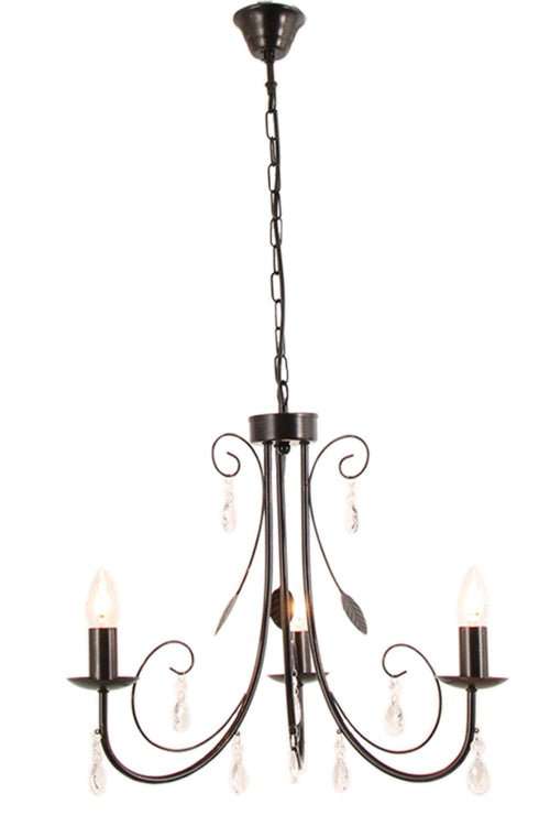 Metal Chandelier with Clear Arcylic Crystals - 3 Light