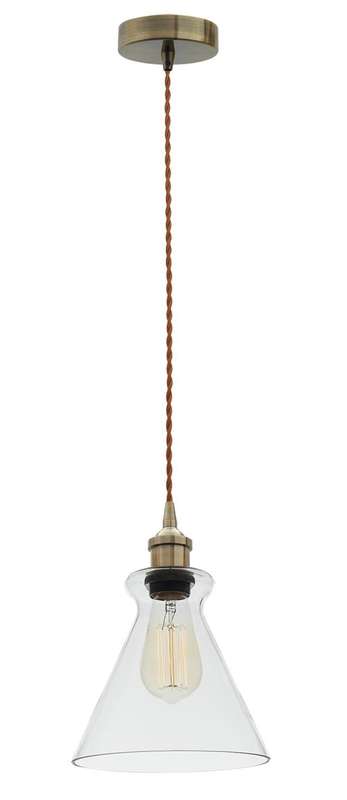 Pendant Antique Bronze Cord Pendant with Clear Glass