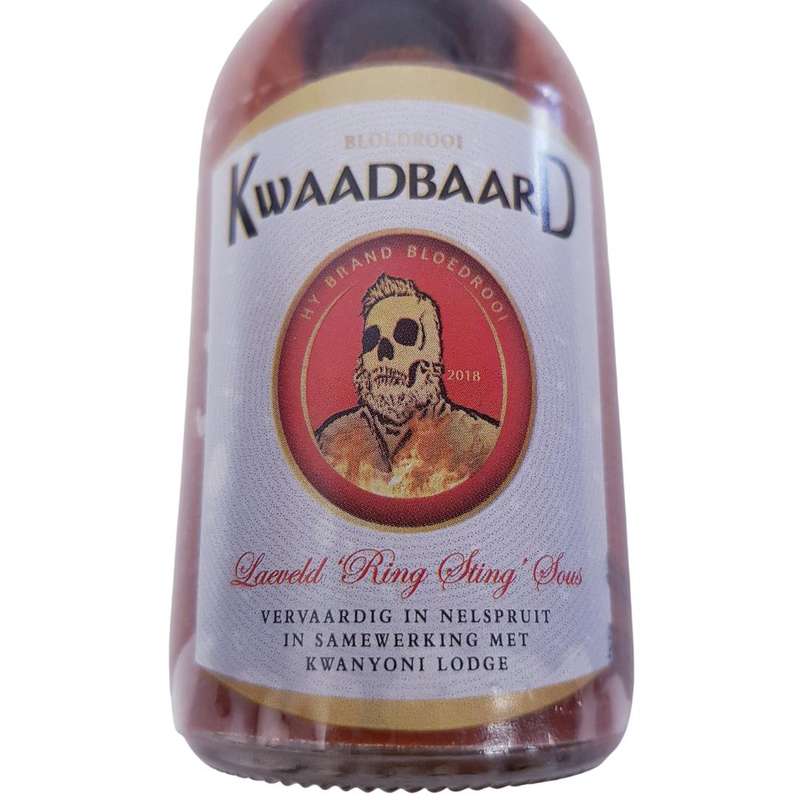 Rooibaard 'Kwaadbaard' Hot Chillie Sauce - "hy brand bloed rooi"