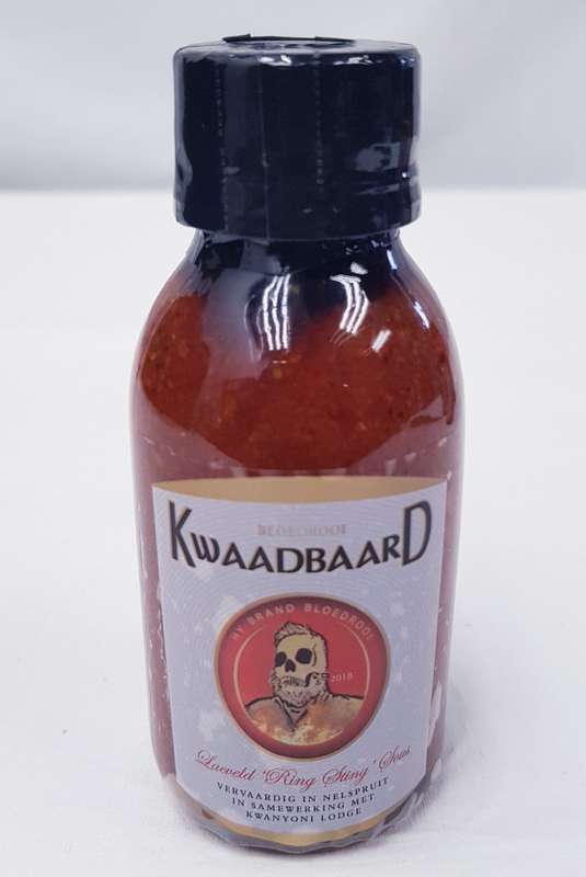 Rooibaard 'Kwaadbaard' Hot Chillie Sauce - "hy brand bloed rooi"