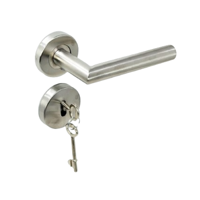 Stainless Steel Tubular Door Handle on Rose