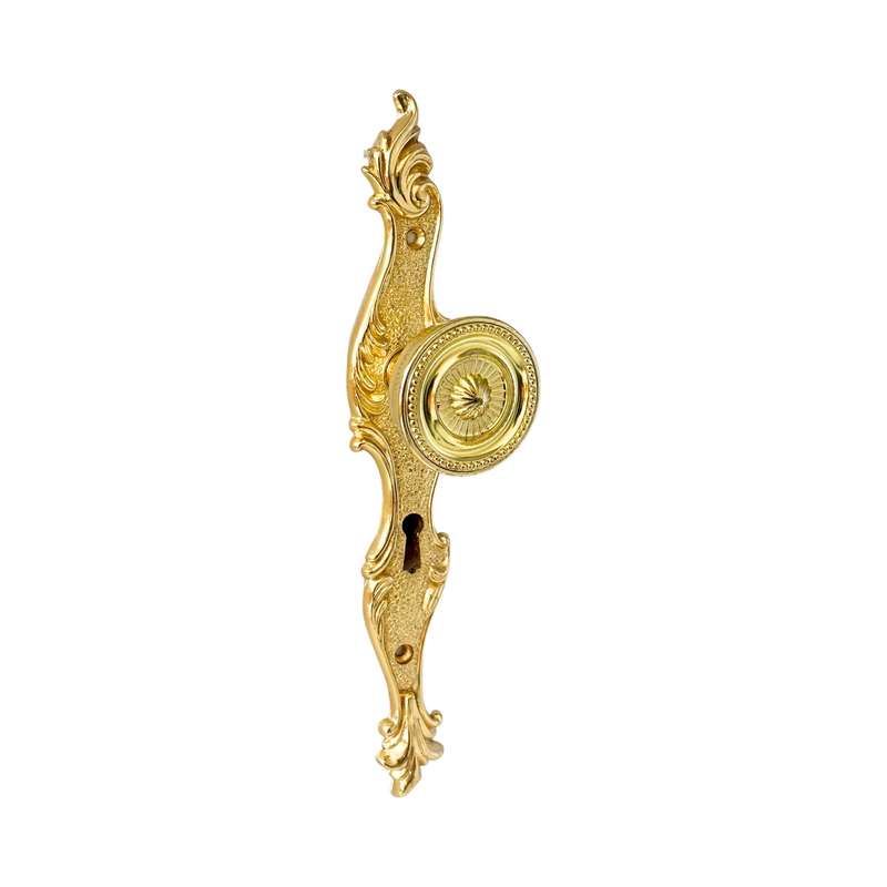 Decorative Knob on Plate - Brass Plated