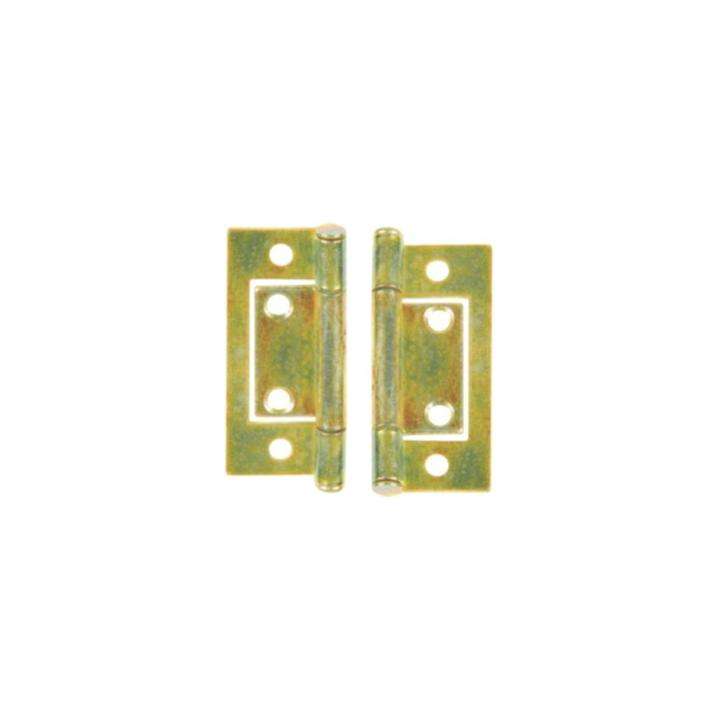 Brass Plated Flush Hinge - 50mm - Pair
