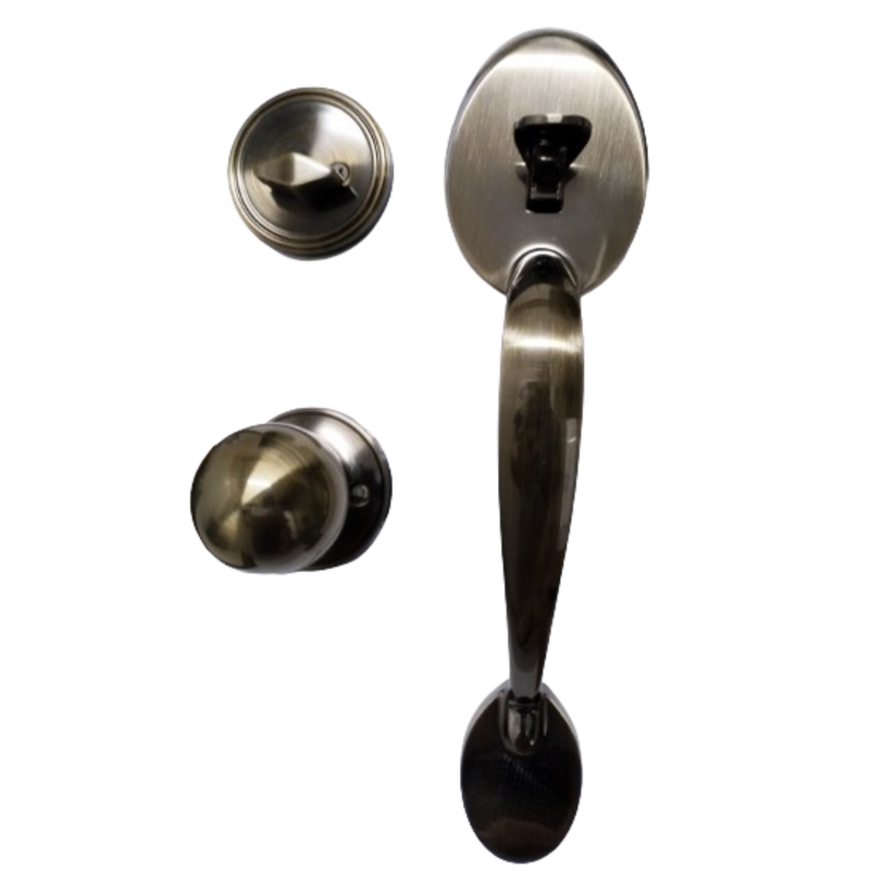 Entrance Grip Handle Lockset - Antique Brass