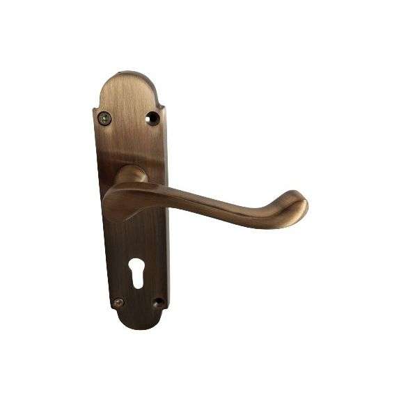 Antique Brass Door Handles - Lever Handle on Plate