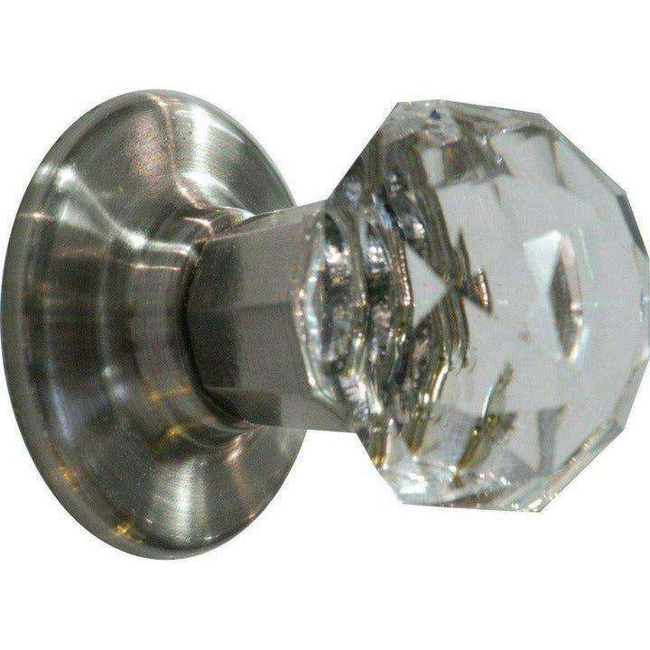 Crystal knob with brushed chrome base