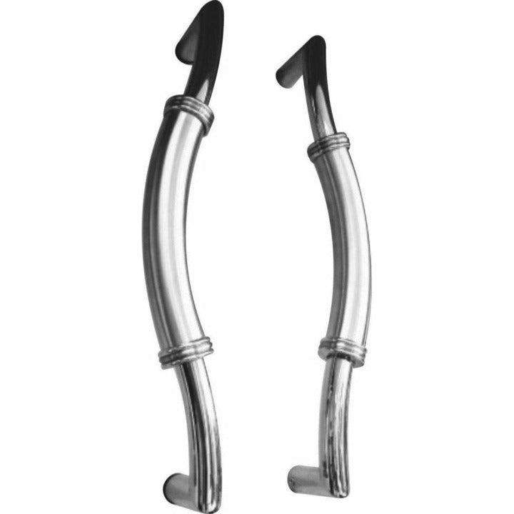 Curved stainless steel pull handle - two-tone