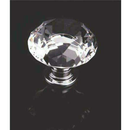 Diamond shape crystal knob with chrome base