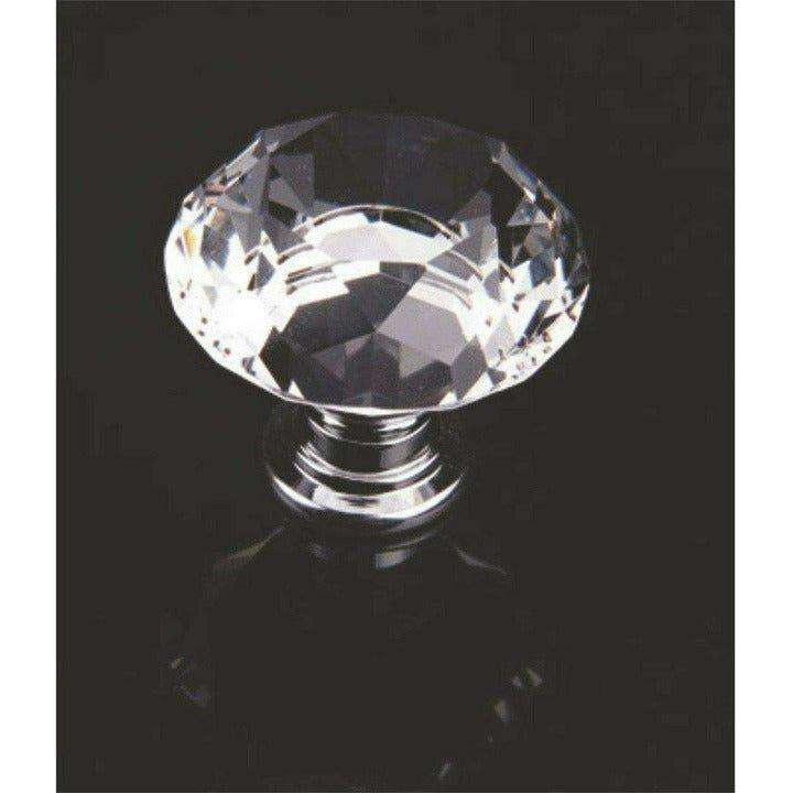 Diamond shape crystal knob with chrome base