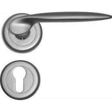 Classic Door Handle on Round Rose with Key Plates
