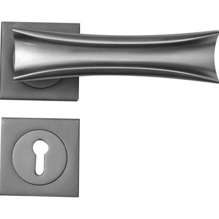 Folded lever handle on rose - matt chrome
