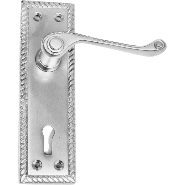 Georgian Door Handle on Plate - Pewter