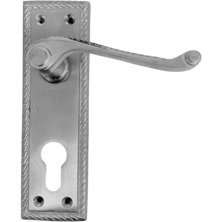 Georgian Door Handle on Plate - Pewter