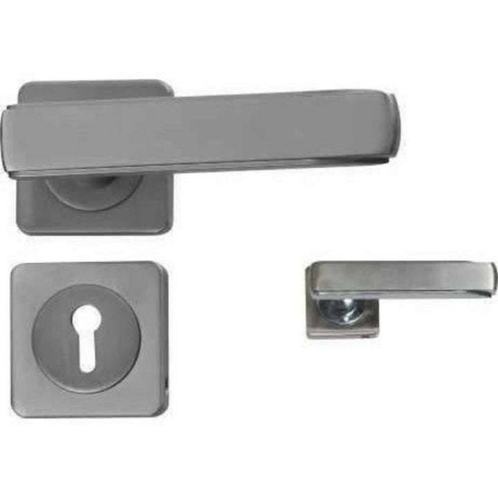 Lever handle on square rose