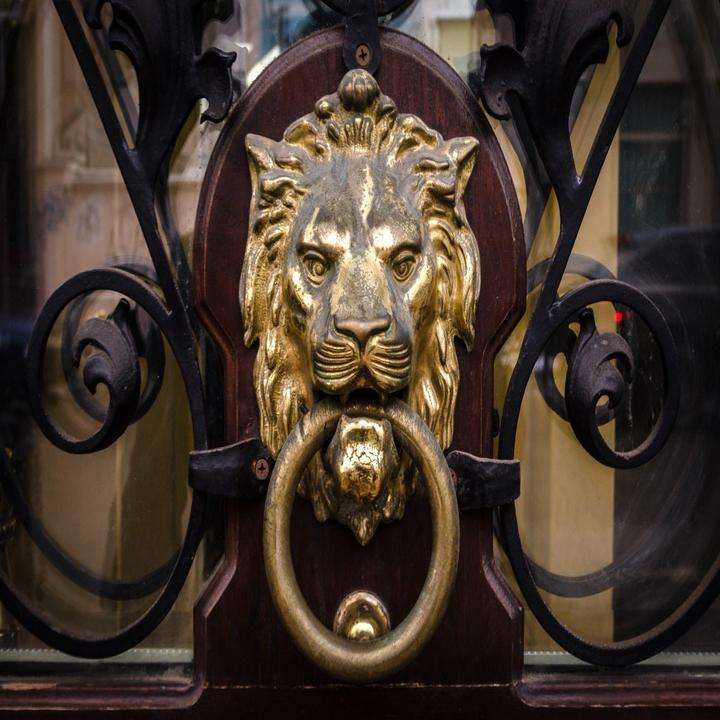 Lion head door knocker