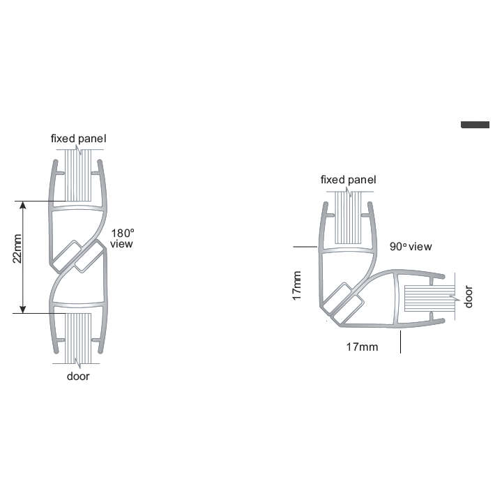 MAGNETIC SHOWER DOOR SEAL FOR 90° & 180° CLOSING - 2.5m Length
