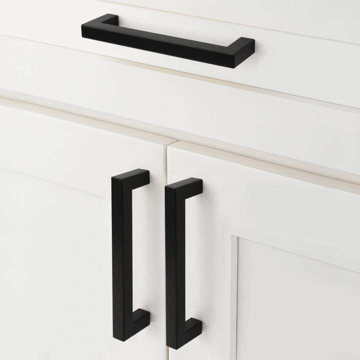 Matt Black Square Stainless Steel Cupboard Handles